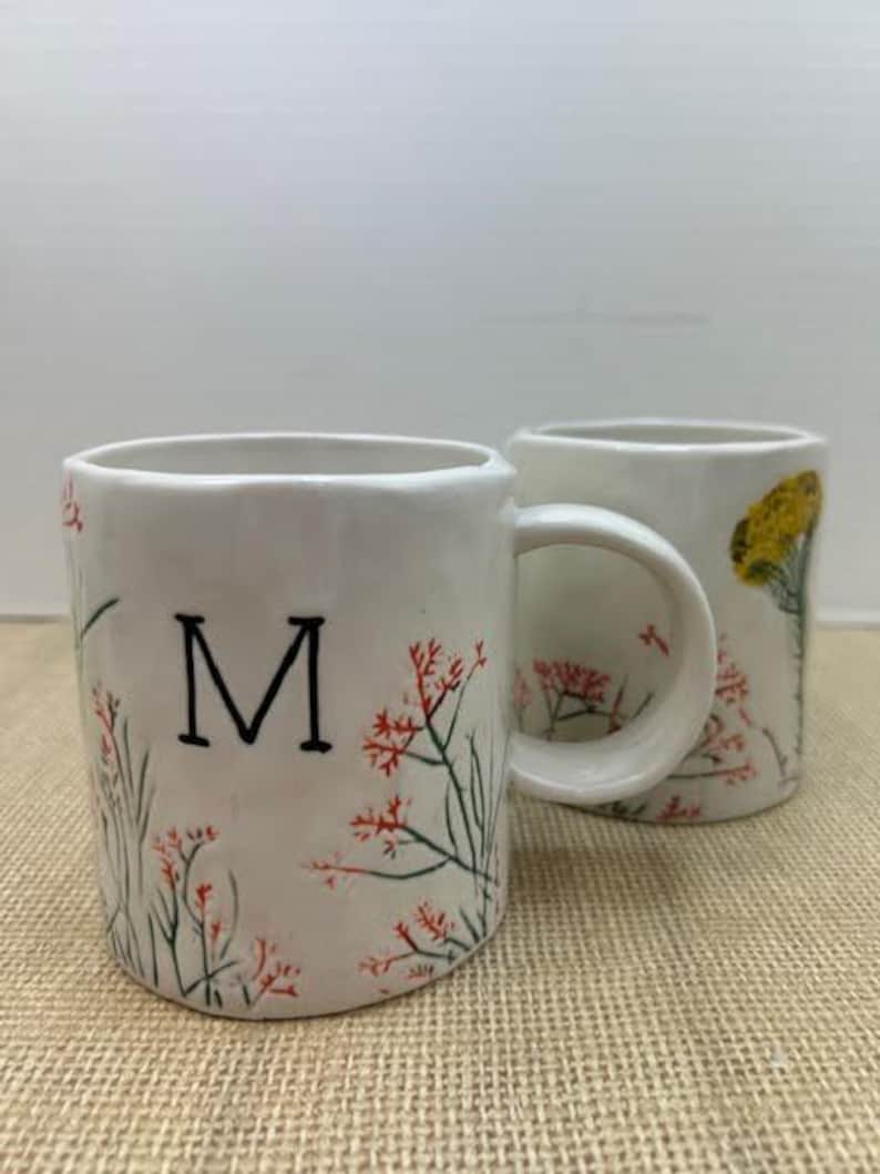 OOS Dagny Monogram Mugs from Anthropologie, Dagny Initial M Mug, Dagny Initial T Mug, Dagny Floral Monogram Mugs, AnthroHome, Anthropologie image 6