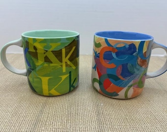 OOS Lottie Monogram K Mug from Anthropologie, Lottie Monogram C Mug from Anthro, Gift for a "C", Gift for a "K", K Coffee Mug, C Coffee Mug