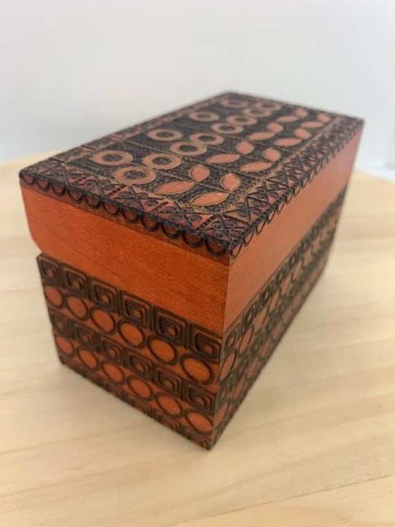 Carved Wooden Box Made in Poland, Wood Carved Box… - image 3
