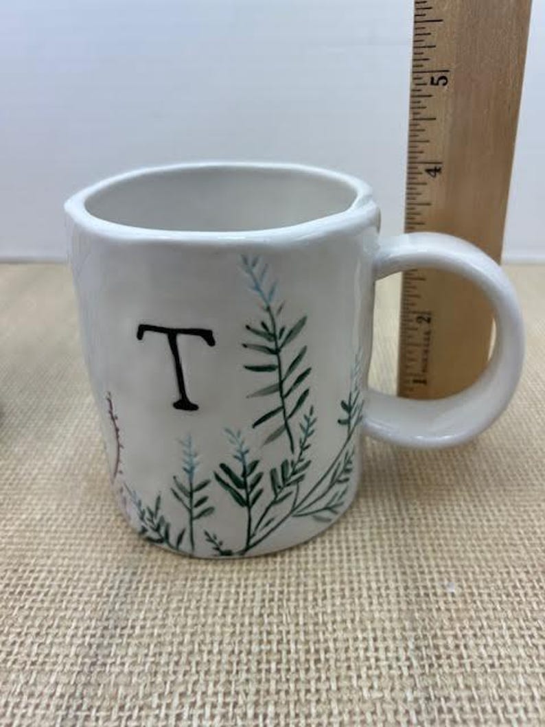OOS Dagny Monogram Mugs from Anthropologie, Dagny Initial M Mug, Dagny Initial T Mug, Dagny Floral Monogram Mugs, AnthroHome, Anthropologie image 9