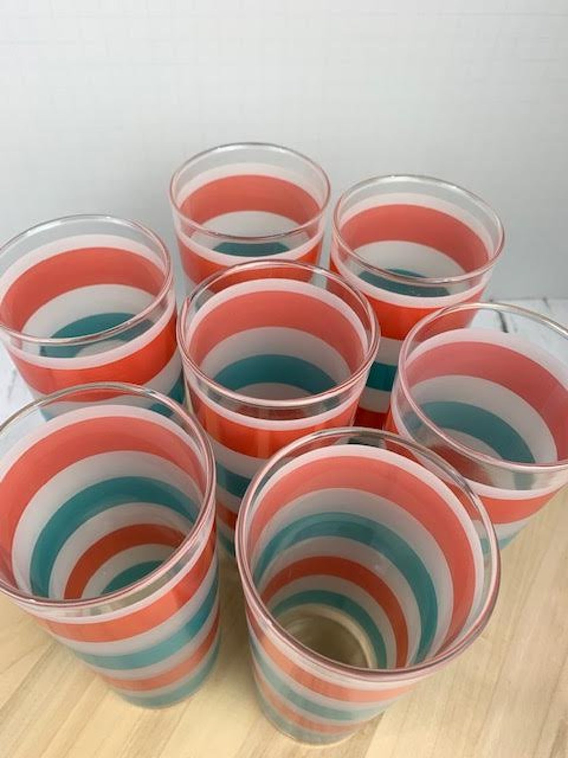 Vintage Libbey Striped Collins Glasses Vintage Striped Summer Etsy