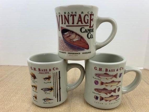 Set of 3 G H Bass and Co Diner Mugs, Fly Fishing Coffee Mug, Catch