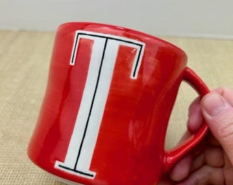 Anthropologie Red "T" Monogram Mug, Initial T Mug from Anthro, Mug for a "T"