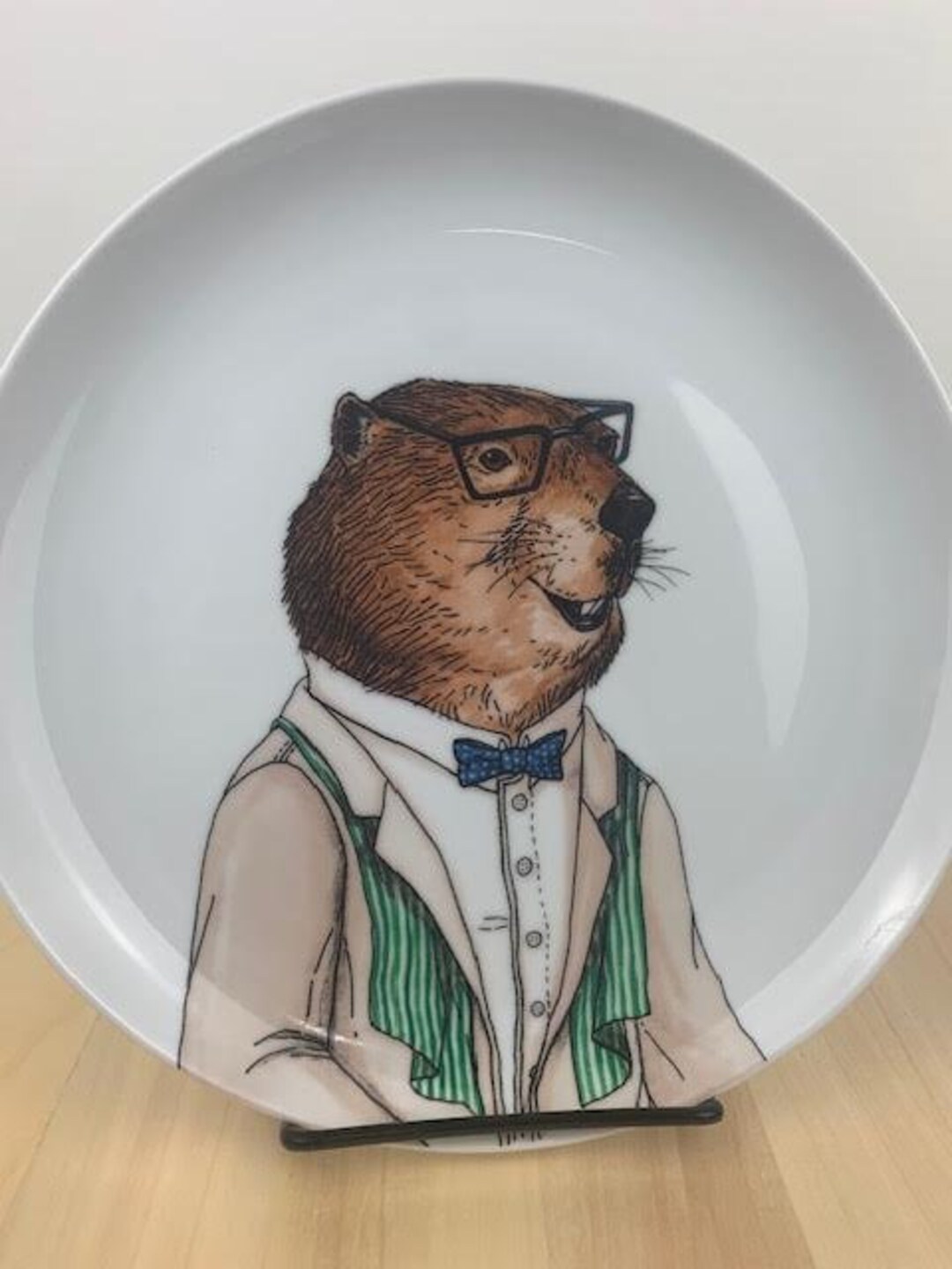 Dapper Animal Plate by Rachel Kozlowski Gopher Plate by Etsy