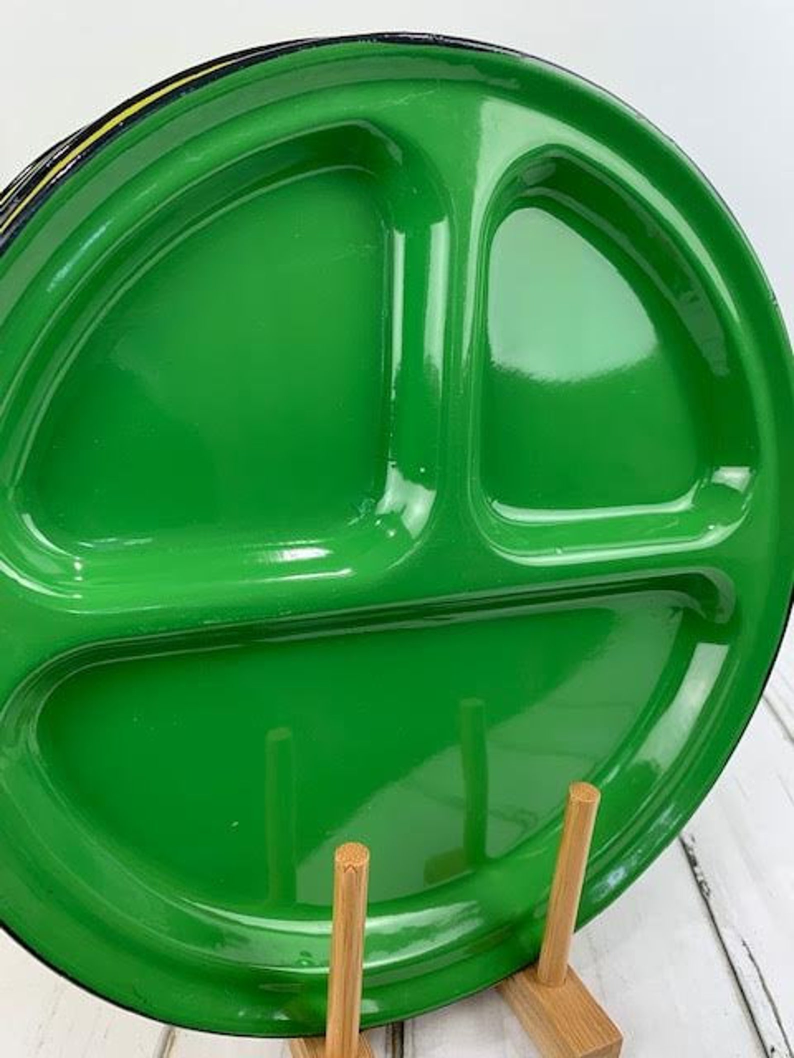 Yellow Divided Enamel Camping Plates Yellow Enamel Plates Etsy