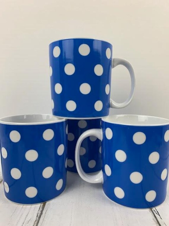 Pottery Barn Blue and White Polka Dot Mugs Chloe Pottery Barn Etsy