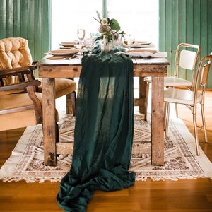 Emerald Green Table Runner, Dark Green Wedding, Garden Wedding, Moody Wedding Decor image 2