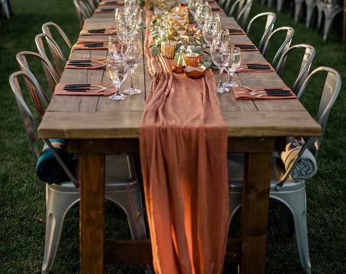 Terrakotta Tischläufer, Tischläufer, Tischläufer aus Kupfer, Rustikales Hochzeitsdekor, Boho Tischdekoration, Tischläufer Gebrannt Orange