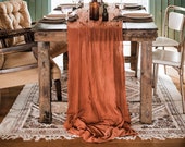 Terracotta Table Runner, Cheesecloth Table Runner, Copper Wedding Decor, Rustic Wedding Decor, Boho Table Decor, table runner Burnt Orange