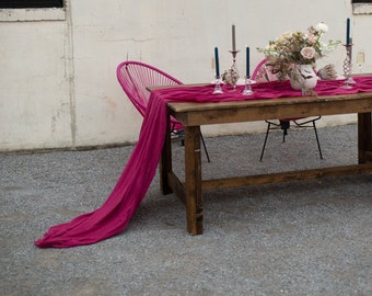 Moody Magenta Hand Dyed Table Runner, Pantone Viva Magenta, Vibrant Wedding Decor, Bright Colored Wedding