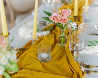 Hand Dyed Table Runner, Mustard Yellow, Vibrant Wedding Décor, Wedding Table Decorations