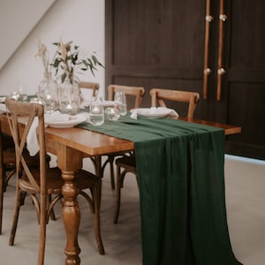 Emerald Green Table Runner, Dark Green Wedding, Garden Wedding, Moody Wedding Decor image 1