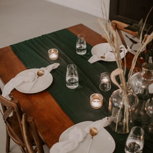 Emerald Green Table Runner, Dark Green Wedding, Garden Wedding, Moody Wedding Decor image 9