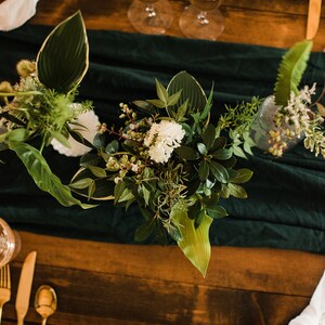 Emerald Green Table Runner, Dark Green Wedding, Garden Wedding, Moody Wedding Decor image 7