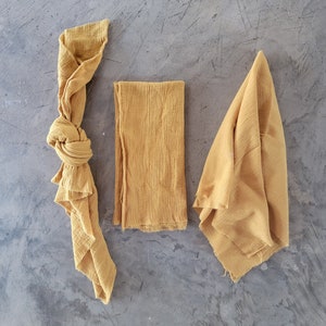 Hand Dyed Wedding Napkin, Mustard Yellow Wedding Decor, Garden Wedding, Outdoor Wedding