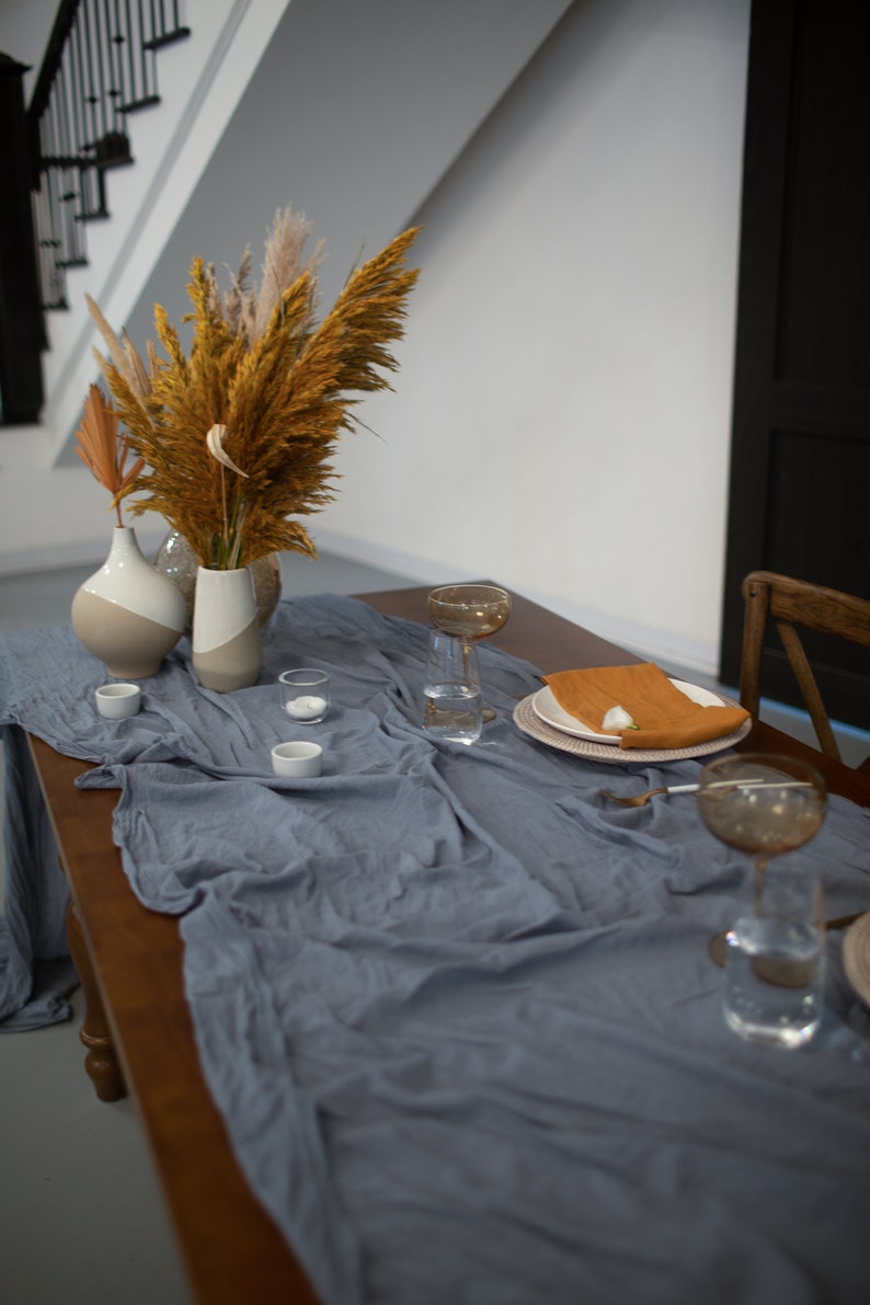 Slate Blue Table Runner Rustic Wedding Decor Wedding Table Etsy