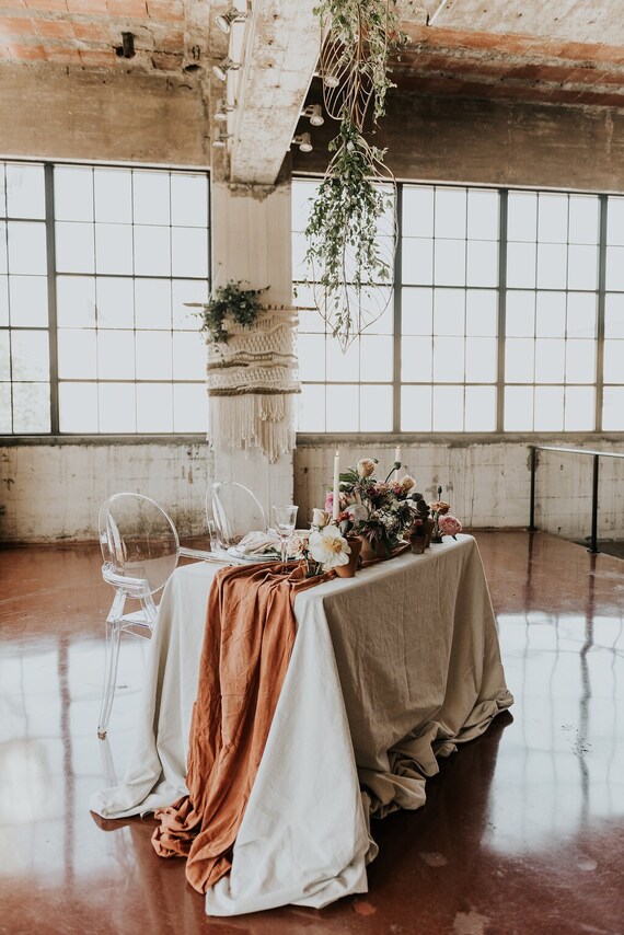 Terracotta Table Runner Cheesecloth Copper Terracotta Table Runner Cheesecloth, Cheesecloth Runner On Round Table