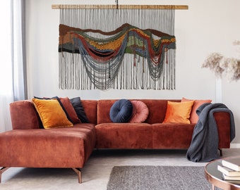 Woven Wall Hanging, Mountain Modern Landscape #3