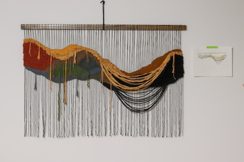 Woven Wall Hanging, Mountain Modern Landscape 1 image 2