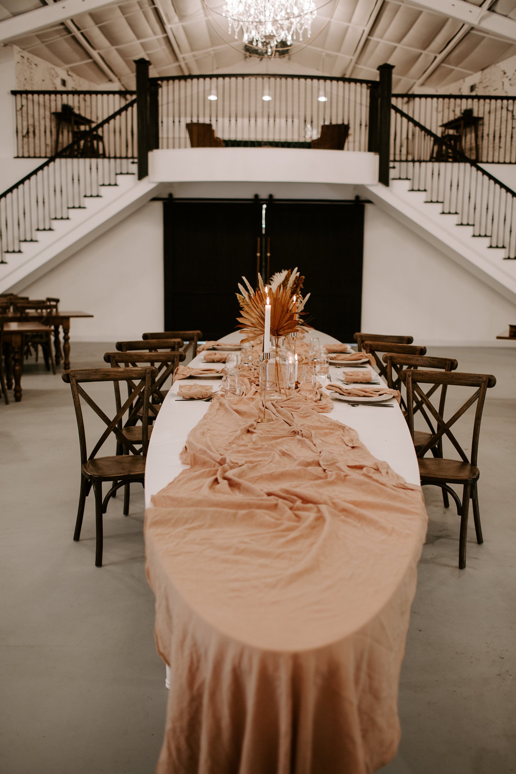 Hand Dyed Table Runner Caf Cream Blush Wedding Decor Boho Wedding
