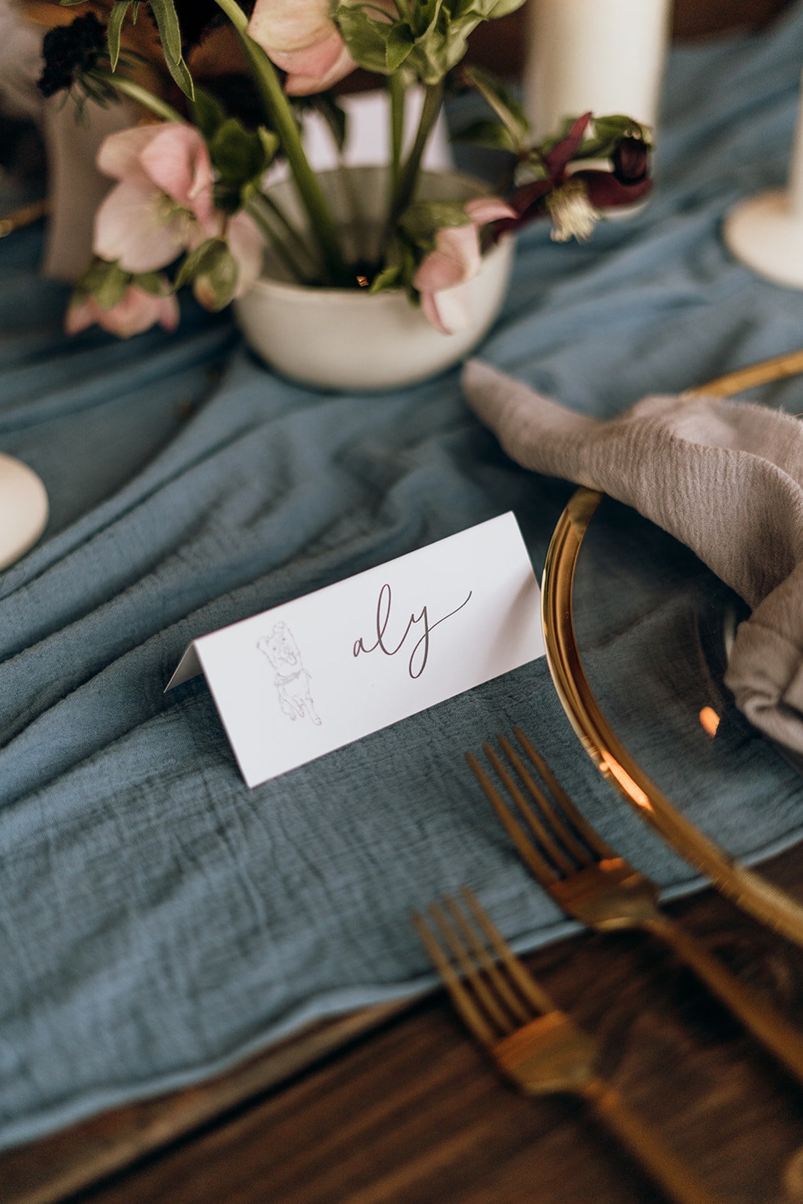 Slate Blue Table Runner Rustic Wedding Decor Wedding Table Etsy
