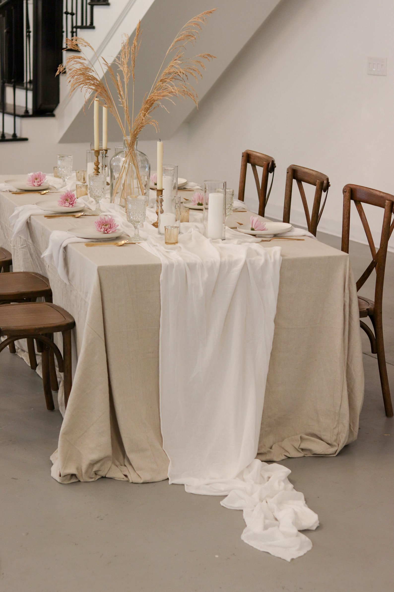 White Gauze Table Runner Undyed Fabric Wedding Table Runner Etsy