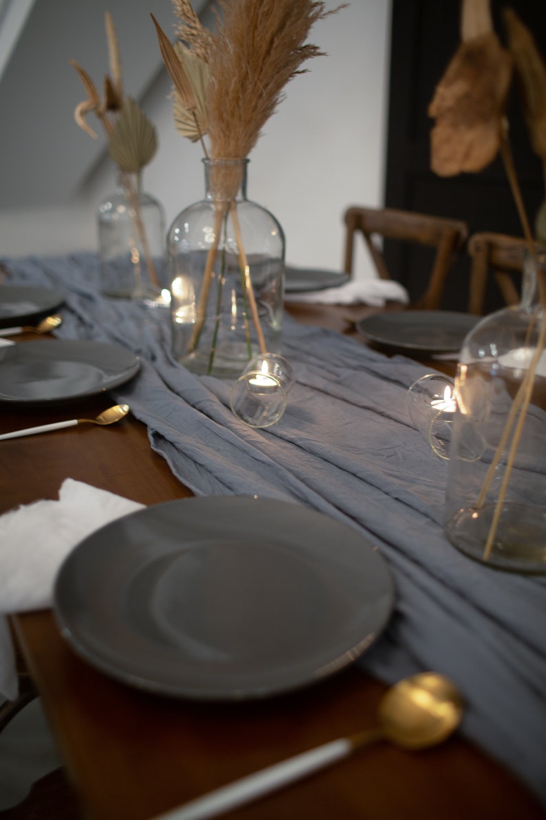 Slate Blue Table Runner Rustic Wedding Decor Wedding Table Etsy