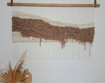 Neutral Fiber Art, Organic Fibers, Modern Coastal Decor, Earth Tone Wall Art- "Autumnal Equinox"