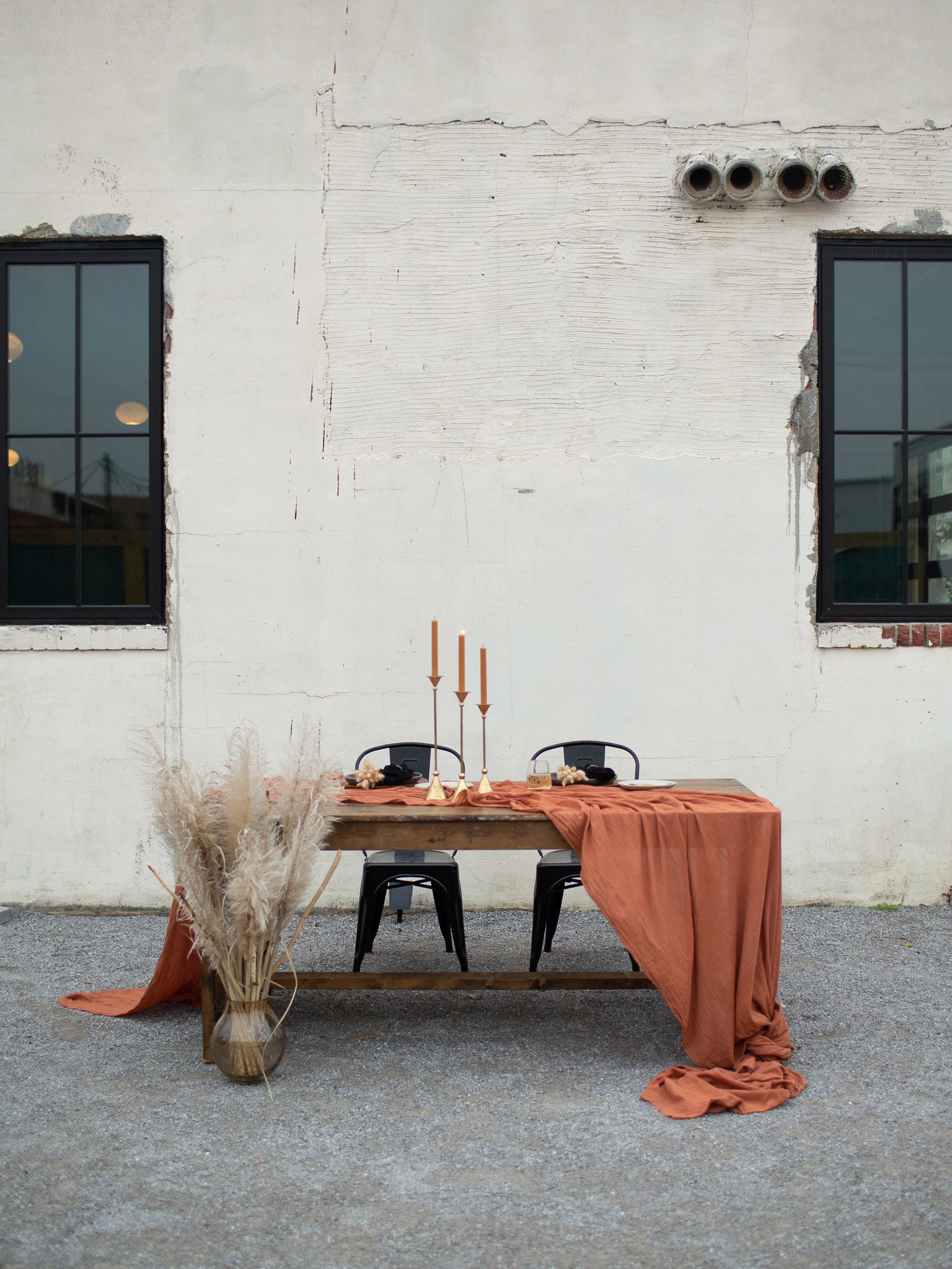 Terracotta Table Runner Boho Wedding Deocr Copper Wedding Decor Burnt Orange Wedding Desert Inspired Wedding