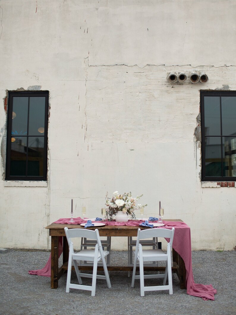 Mauve Table Runner Rustic Wedding Decor Table Decor Gauze Etsy