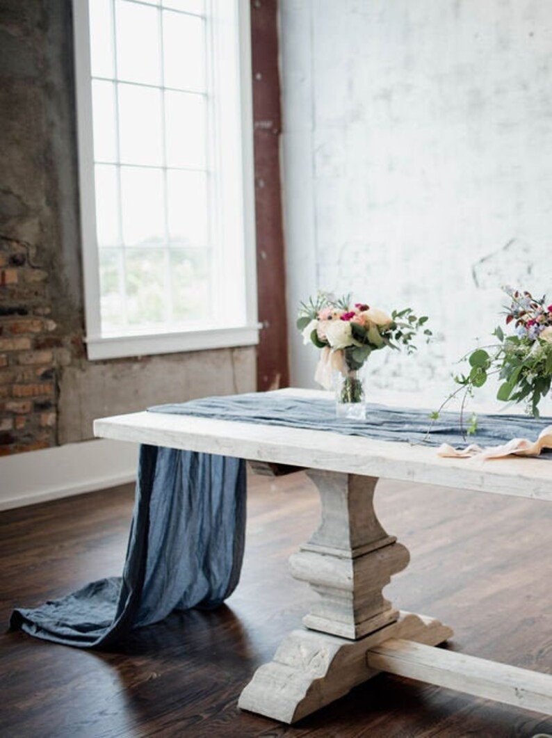 Slate Blue Table Runner Rustic Wedding Decor Wedding Table Etsy