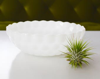 Vintage White Milk Glass, Bowl, shabby chic decor, wedding bowl, elegant serving dish, white glass