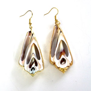 Vintage, Natural Sea Shell Earring with 24K Gold Plated Edge image 2