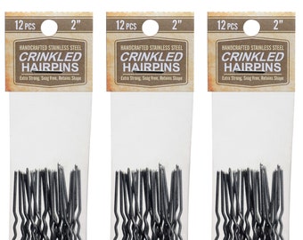 Amish Made Heavy Duty 2  "Stainless Steel Crinkled Hairpins 3 PACKS