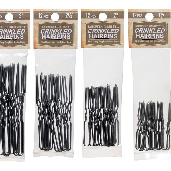 Amish Made Heavy Duty Multi Pack Stainless Steel Crinkled Hairpins 4 PACKS