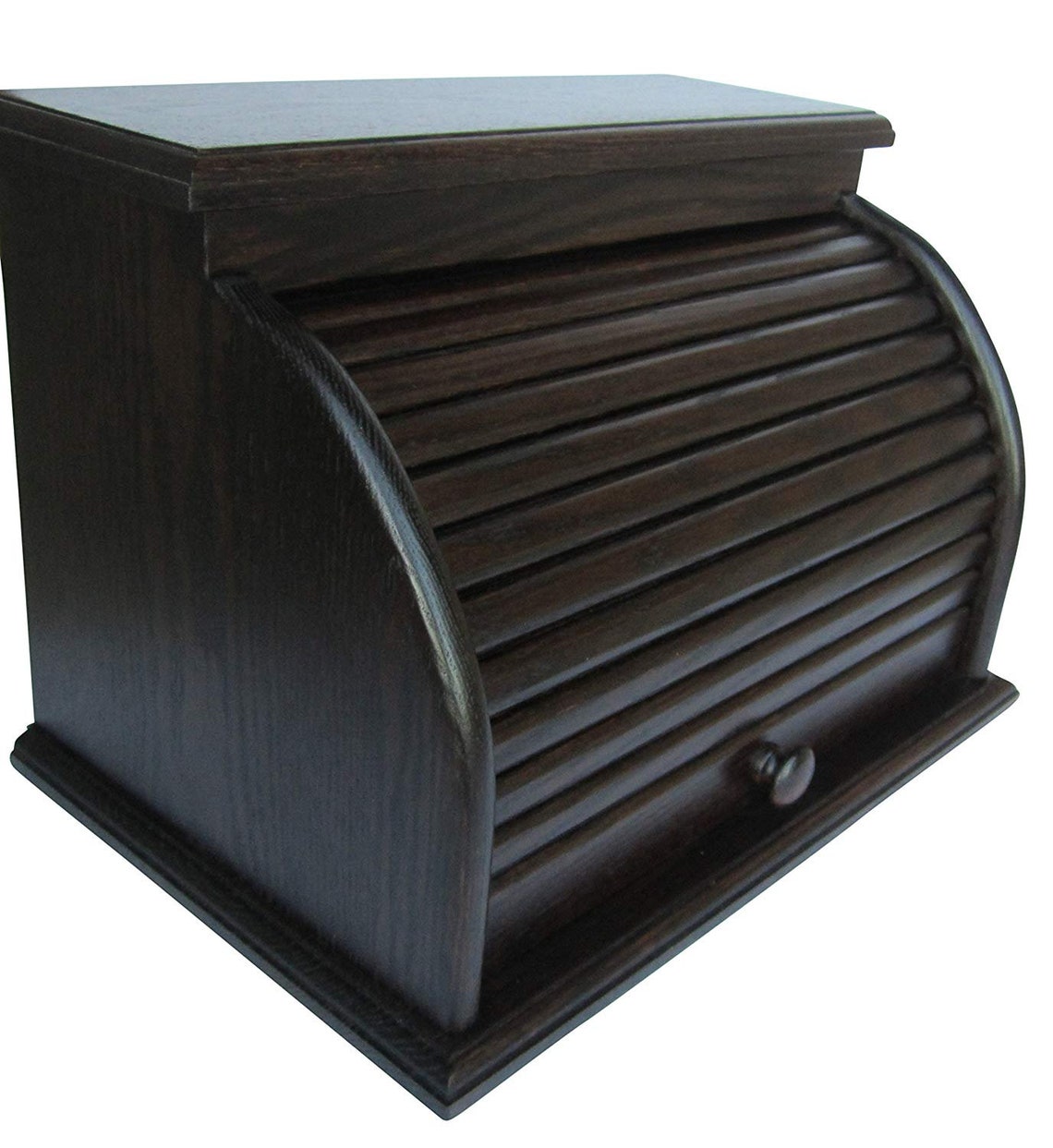 Bread Box Roll Top Amish Handcrafted Storage Solid Oak DARK Etsy