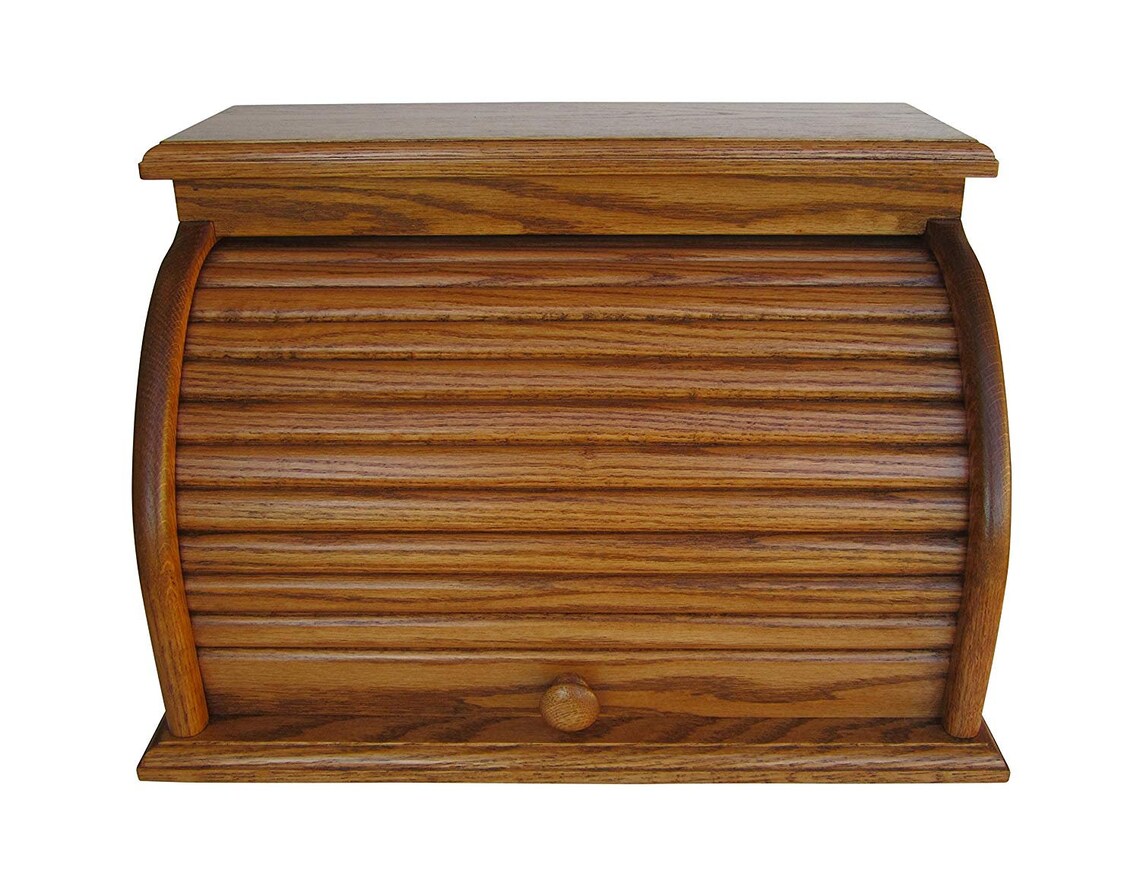 Bread Box Roll Top Amish Handcrafted Storage Solid Oak Etsy