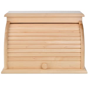Bread Box Roll Top Amish Handcrafted Storage Solid Maple NATURAL Finish  Bin Wooden