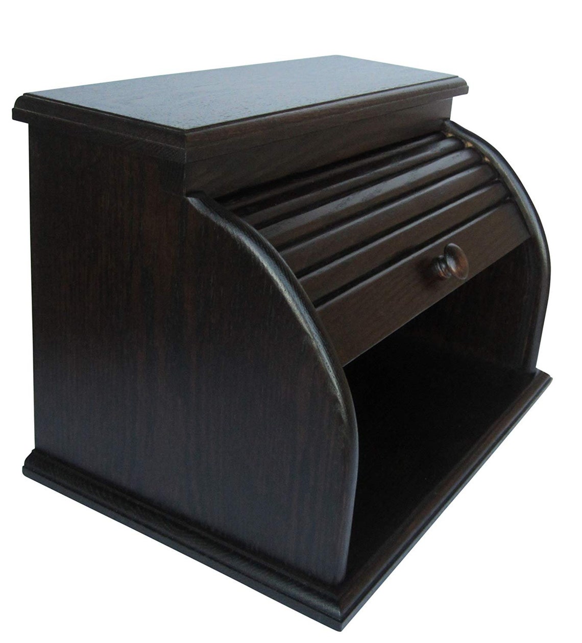 Bread Box Roll Top Amish Handcrafted Storage Solid Oak DARK Etsy