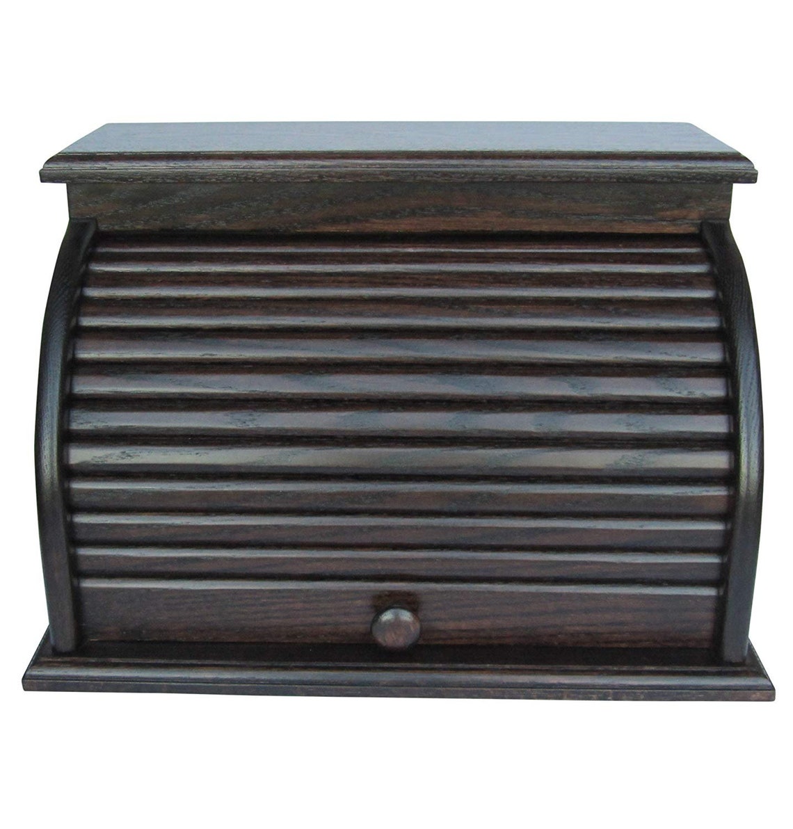 Bread Box Roll Top Amish Handcrafted Storage Solid Oak DARK Etsy