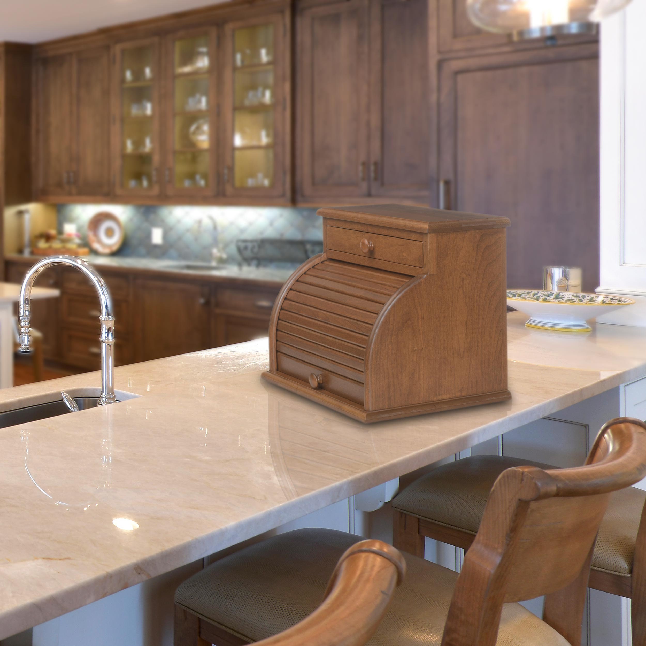 Bread Box Roll Top Amish Handcrafted Storage Solid CHERRY Etsy