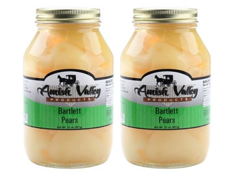 Amish Valley Products (Pack of Two)  32 oz Glass Jars Old Fashioned Bartlett PEARS Halves Canned Jarred