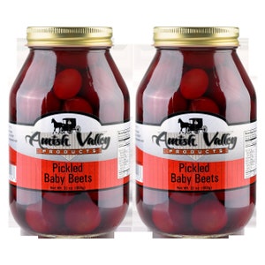 Amish Valley Products Pickled Baby Beets ( Pack of TWO 32oz  glass Jars)