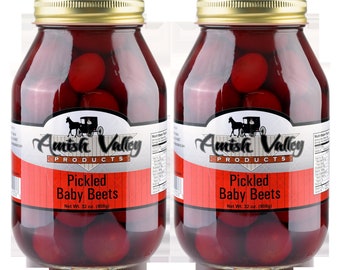 Amish Valley Products Pickled Baby Beets ( Pack of TWO 32oz  glass Jars)