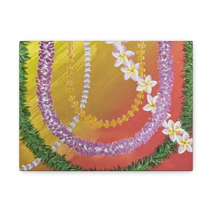 Canvas Wall Decor, Hawaiian Flower Lei Art Print, Tropical Home Decoration, Gift for Nature Lovers, Summer Vibe, Matte Canvas Wall Art