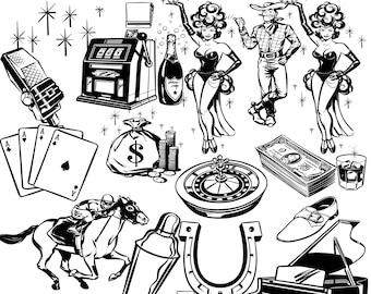 Las Vegas SVG Clip art: Gambling Casino Art, 22 Files (Digital Download)