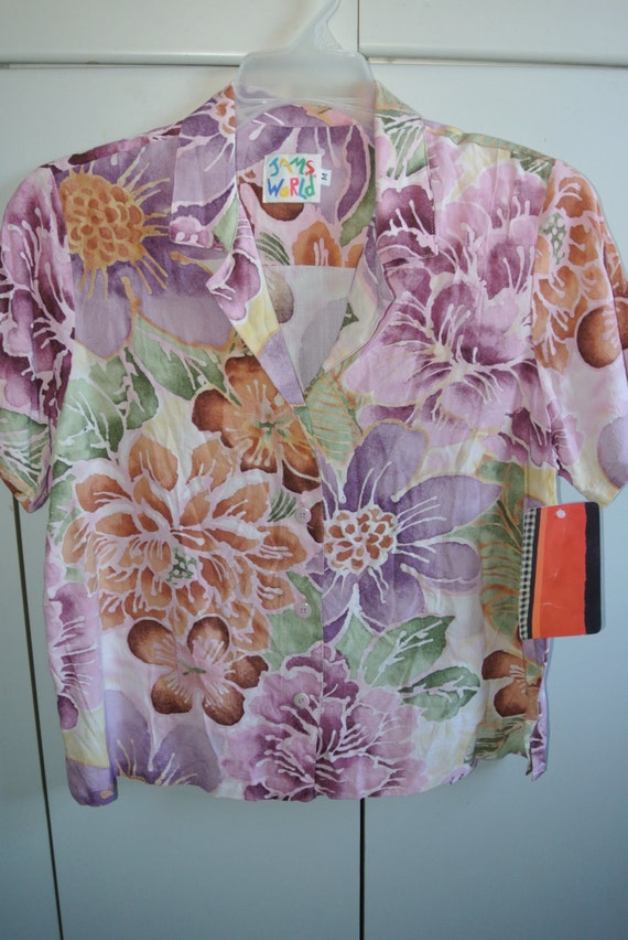 Jams World  Womens Large  Beautiful Mauve Flowers 