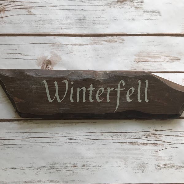 Rustic Hand Painted Winterfell Directional Sign / Game of Thrones / Nerd Decor