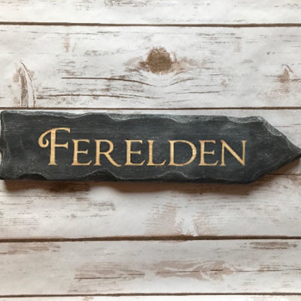Rustic Hand Painted Ferelden Directional Sign / Dragon Age Inspired / Nerd Decor