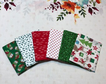 Fröhliche Waldfreunde 6 Fat Quarters Sampler Designer 100% Baumwolle Quilting Fabric